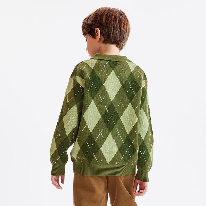 马骑顿MQD童装冬季男童款宽松潮流翻领针织衫 军绿色 110