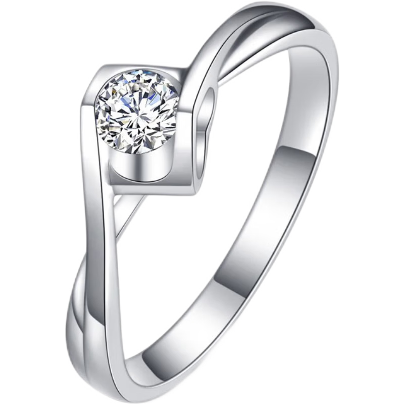 AVHE鉑金白戒指鉆戒 人工培育鉆石六爪戒鉆飾新款結(jié)婚禮物送女白金 鉑金培育鉆戒-扭臂六爪 30分培育鉆石(D/VVS1/3EX/N)