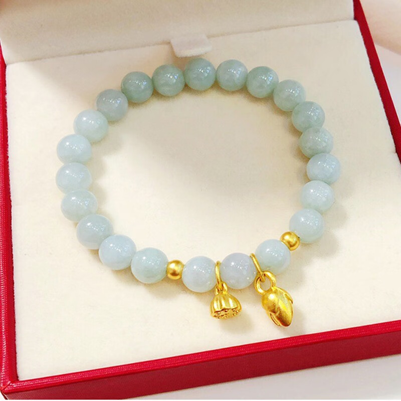 平芳阁古法黄金手链女999足金翡翠金莲蓬金珠子转运珠手串 足金莲蓬