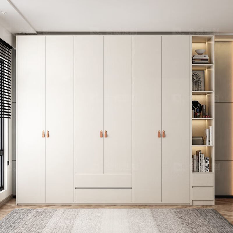 已末空间2023新款定制加厚15欧松板衣柜家用卧室现代到顶实木柜子白布 0.6米宽[两门]背板可升级18MM [一体高]1.8米-2米