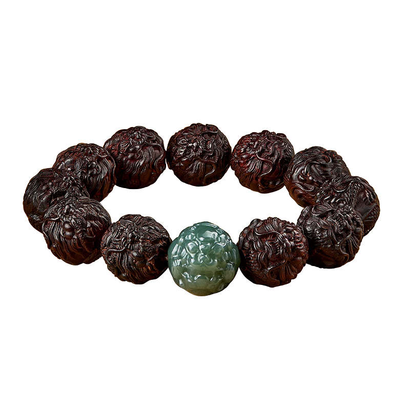 月石缘小叶紫檀龙手串男盘玩佛珠和田玉貔貅手链文玩手把件情人节礼物 貔貅小叶紫檀龙手串