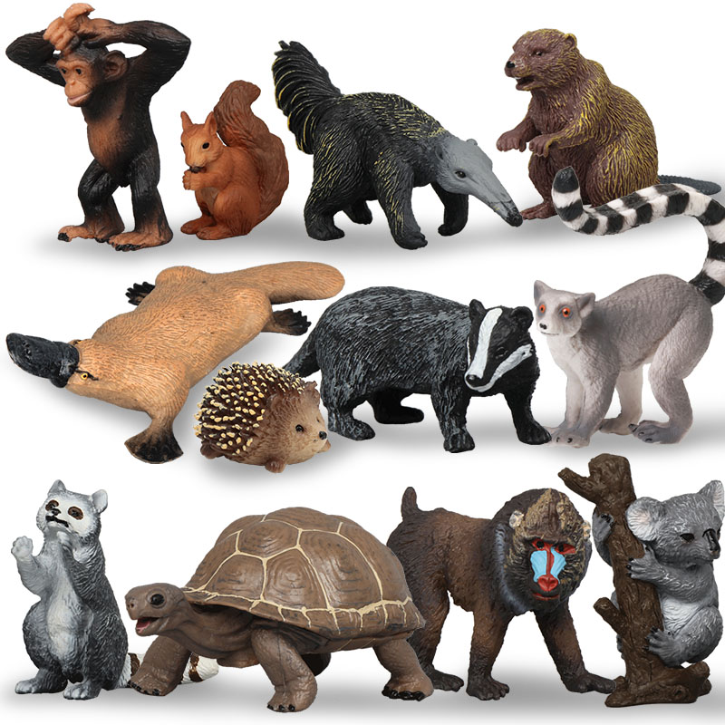 玛奇乐儿童仿真动物世界玩具模型猩猩考拉羊驼野生动物园儿童生日礼物 野生动物小号12件套装