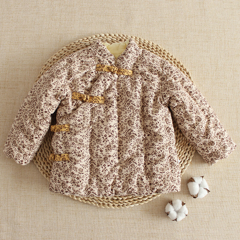 棉花咏亲子装纯棉花手工加厚保暖棉袄冬季居家外穿棉外套儿童成人母女装 磨毛米白（儿童款） 90码（适合1-2岁）