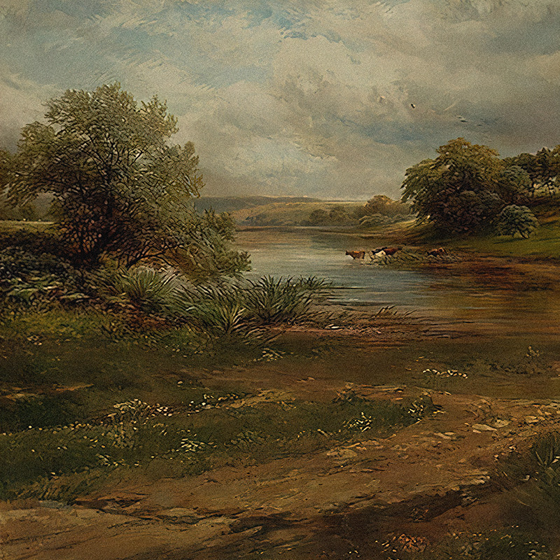 天公 风景油画背景布摄影影楼拍摄道具复古喷绘背景仿手绘工笔画油画