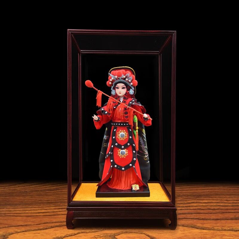 京城故事北京手工艺京剧绢人娃娃中国特色礼品送老外商务外事出国礼物摆件 精品花木兰【紫檀木框】