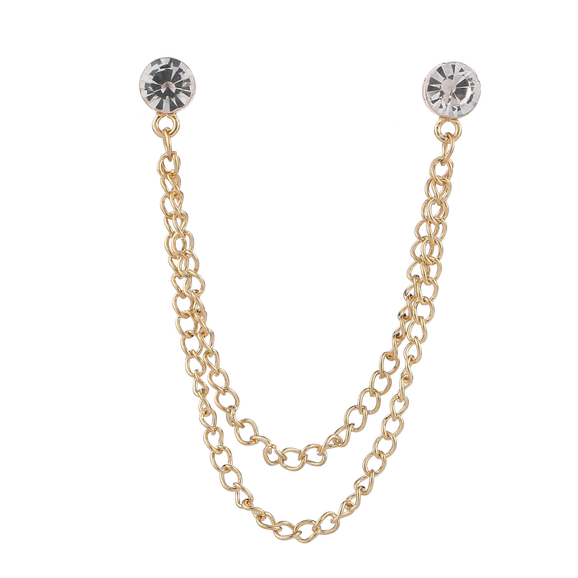 风谷鸟欧美风配饰品韩版衬衣领针男领角链条针扣个性鹿头胸针衣领扣