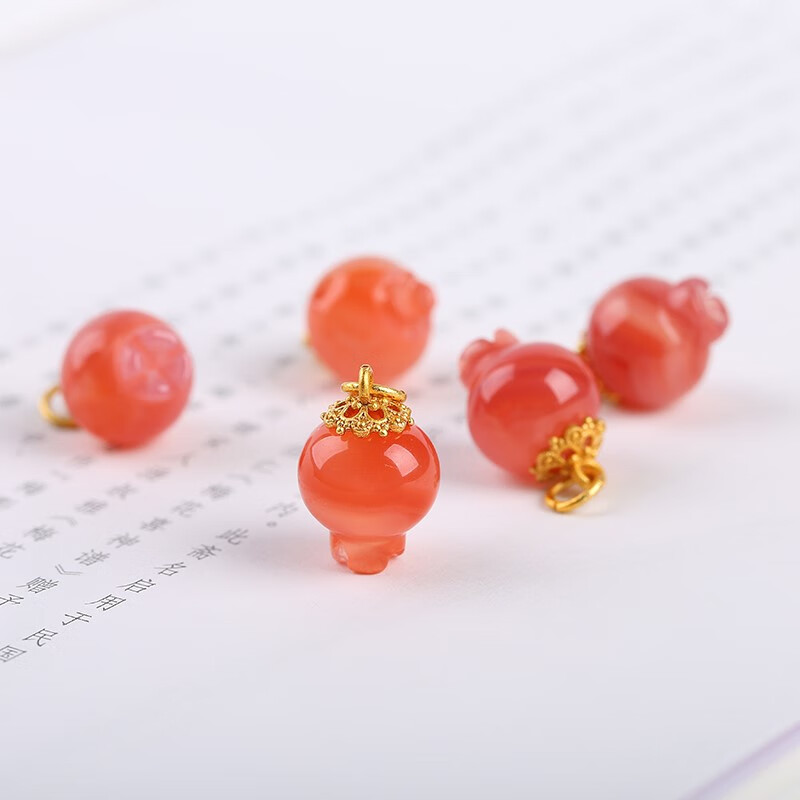 锦鼎 天然南红盐源玛瑙石榴吊坠渐变色粉红色水晶挂件手链项链diy配饰