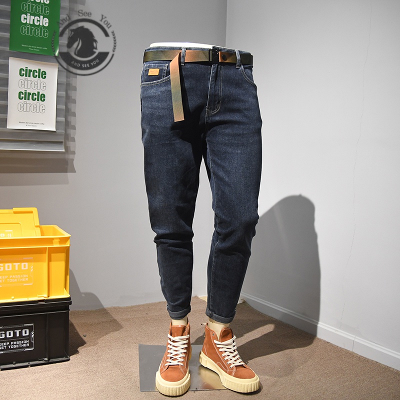 andseeyou 品牌男士牛仔裤修身 夏季新款休闲长裤潮流时尚小脚裤子