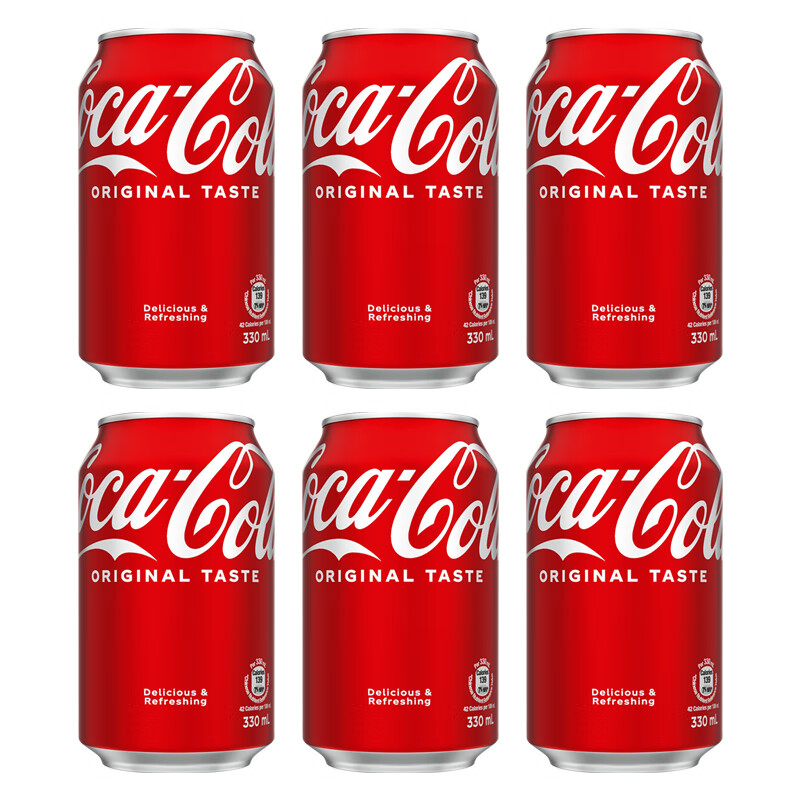 可口可乐易拉罐碳酸汽水 香港进口饮料聚会休闲饮品 可乐330ml*6罐