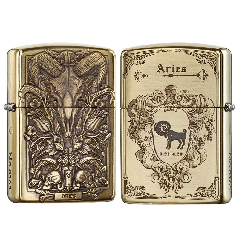zippozippo正版打火机男士千语盔甲机深雕十二星座燃油防风送男友ad