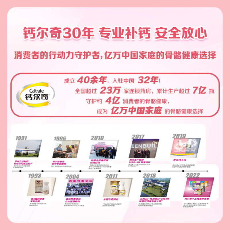钙尔奇（Caltrate）女士钙片补钙成人富含钙铁锌维生素C 【女士养颜钙】钙+VK30片*2瓶