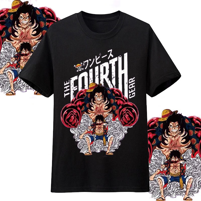 海贼王联名t恤男短袖动漫潮流宽松ins超火网红情侣装路飞衣服潮牌