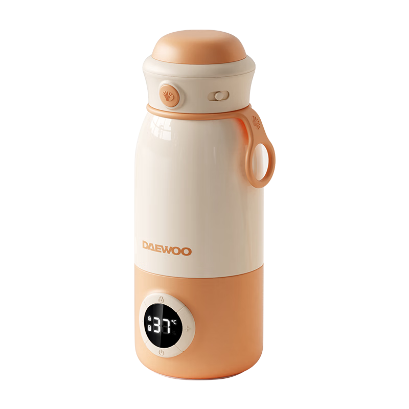 大宇（DAEWOO）大宇无线便携式调奶器保温恒温水杯热水壶婴儿温奶外出冲泡奶X器 橙色