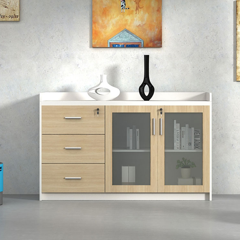 简约办公家具储物柜玻璃茶水柜木质矮柜办公室文件柜子资料柜定做 定