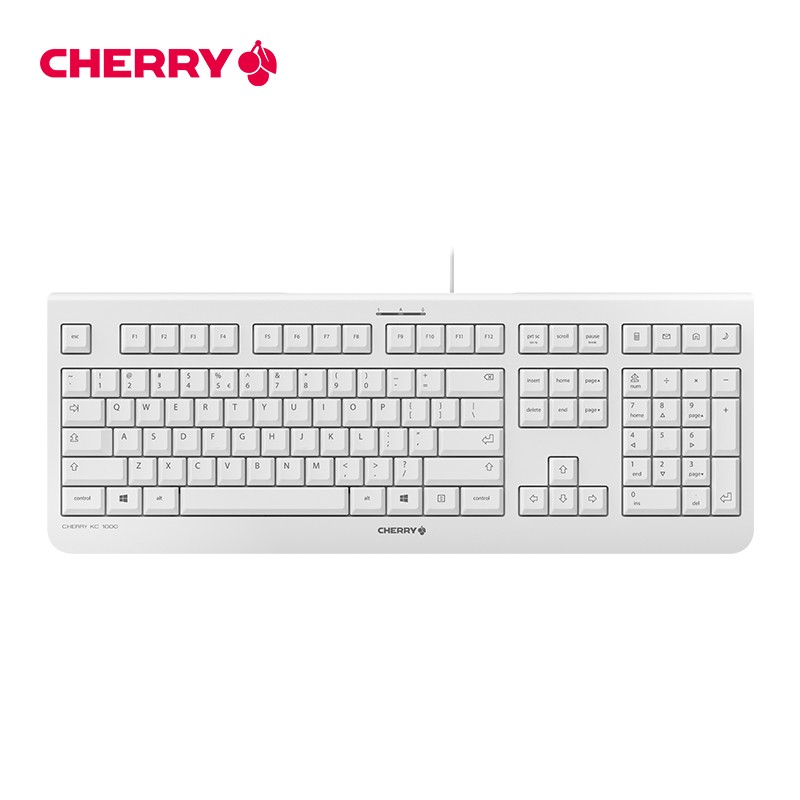 樱桃（CHERRY）KC1000有线键盘轻音办公商务家用键盘 白色