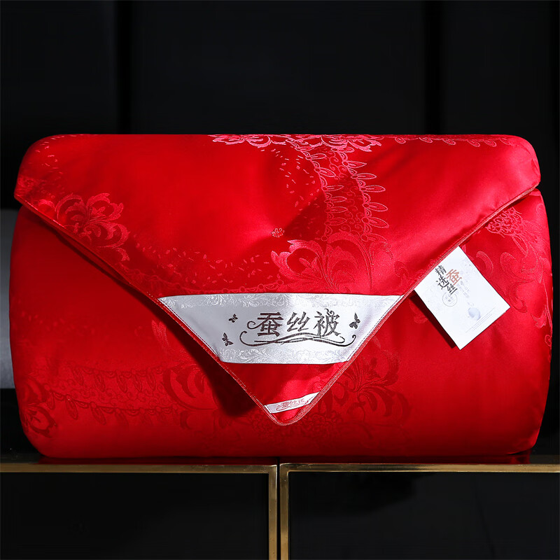 水星系列家纺正品A类母婴蚕丝被子母被100桑蚕丝春秋被芯加厚冬季被子四季通用 云端之梦-全棉- 花纹白-100%桑蚕丝 220X240CM-4斤-春秋被