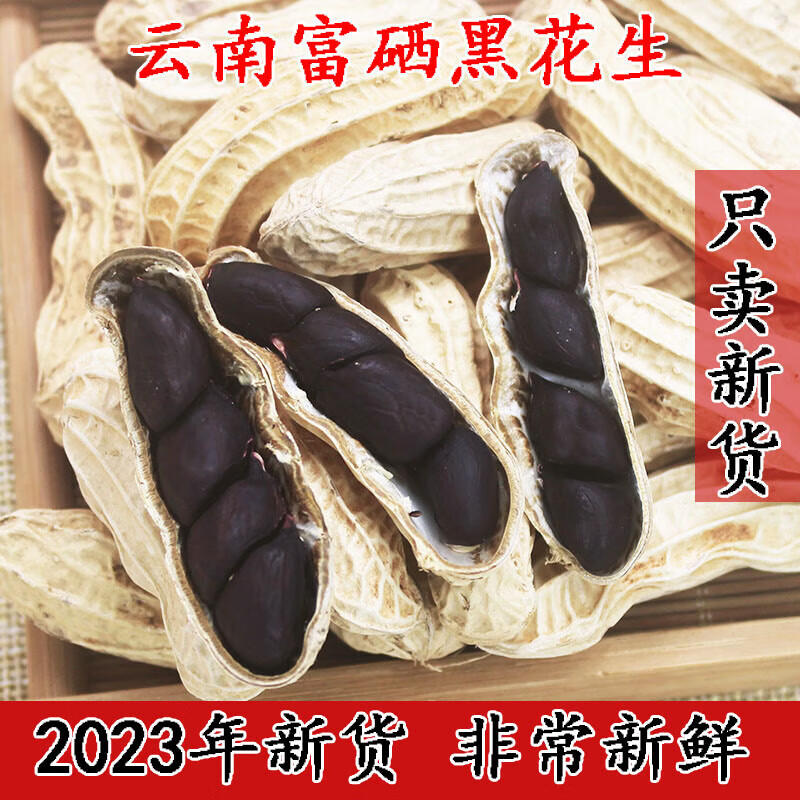 回味姥姥富硒黑花生带壳2023新货云南晒干生熟黑皮黑花生 【生-带壳】黑花生2斤-新货