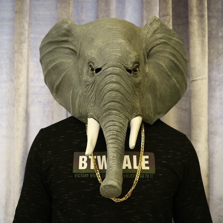 动物头套大象搞怪头套恶搞猩猩猫面具全脸鱼马头鹅万圣节演出 大象