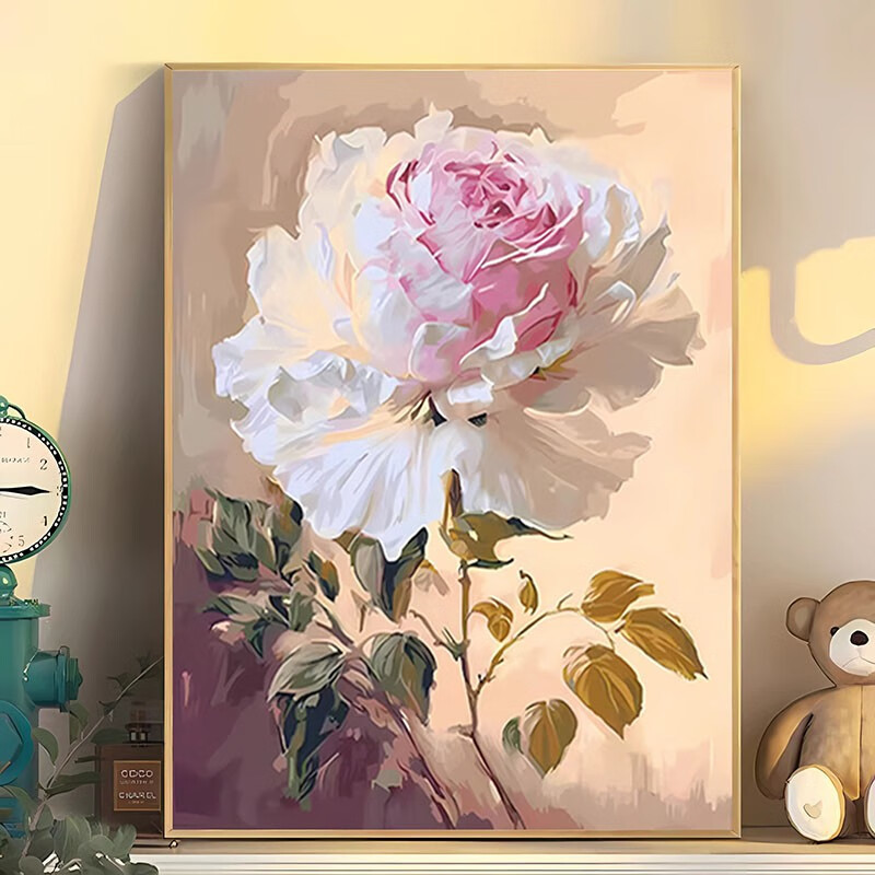 diy数字油画手工自制填色涂色丙烯画手工填充油彩画礼物 a533复古月季