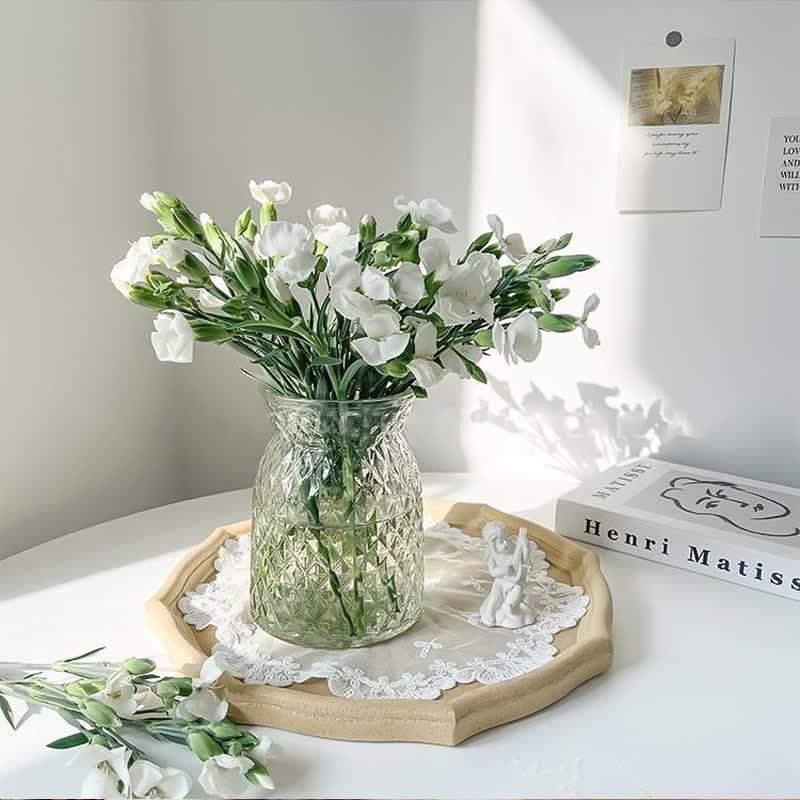 盛世泰堡 玻璃花瓶北欧插花瓶简约桌面餐厅小花瓶立体浮雕法式收口款16cm怎么看?
