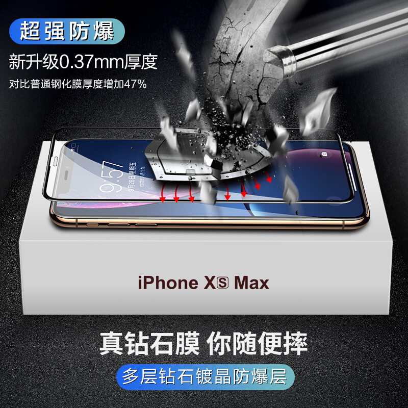 闪魔 苹果11钢化膜 iphoneXR/XsMax/11promax手机膜高清非全屏抗蓝光防窥保护膜 XR/11【全屏蓝光版】+神器