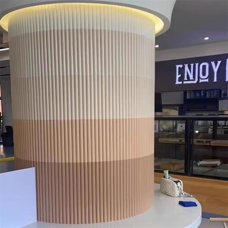 哩嗹啰嗹半圆弧形瓷砖喜茶棍子奶茶店背景墙包圆柱子艺术长条手工