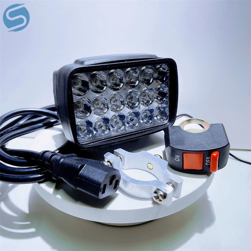 氏修【12V-85V通用】摩托车超亮改装灯电动车LED防水大灯免接线聚光灯 1支超亮夜豹18盏+螺丝