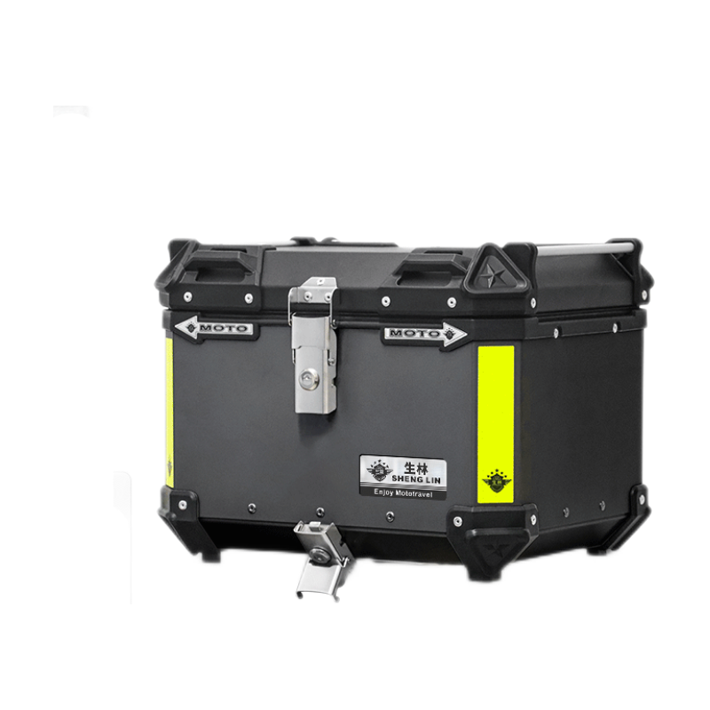 生林摩托車鋁合金后尾箱后備箱行李箱通用電動(dòng)車改裝配件無(wú)損安裝防水 黑色款43L/快拆底板+靠背+不帶燈