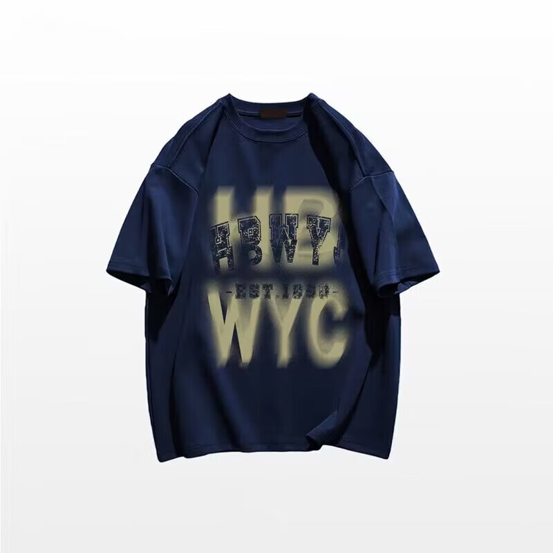 POUM男装联名美式复古墨绿色纯棉短袖t恤男女夏季宽松街头半袖体恤 JXFS-1125绿色 XL 【130-145斤】