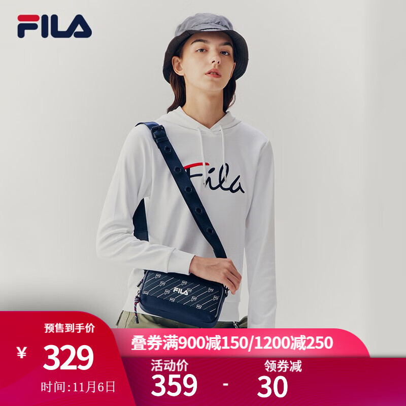 line系列官方女子连帽卫衣2020秋季新款基础刺绣简约休闲女装 标准白