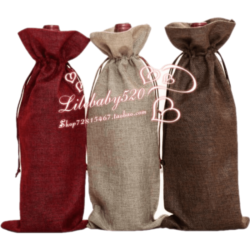麻布酒瓶套 紅酒袋 香檳盲品袋 圣誕禮品包裝袋 Wine Bottle Bags 原麻色