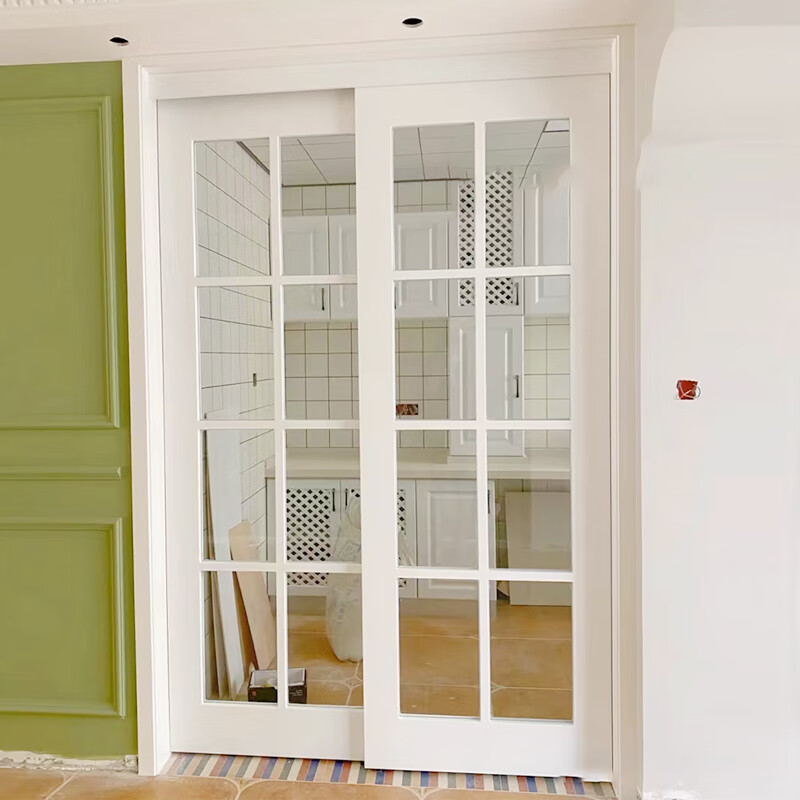 润华年长沙厨房推拉门实木烤漆移门木质吊轨门阳台门玻璃木门实木
