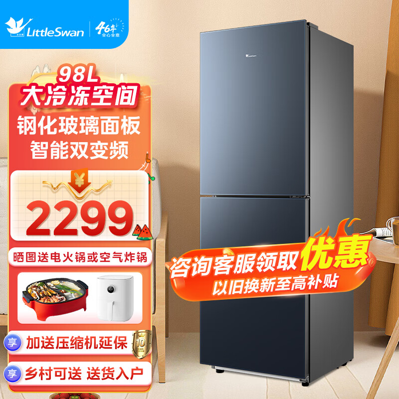 小天鹅(littleswan)冰箱246升双门家用冰箱风冷无霜变频节能静音大