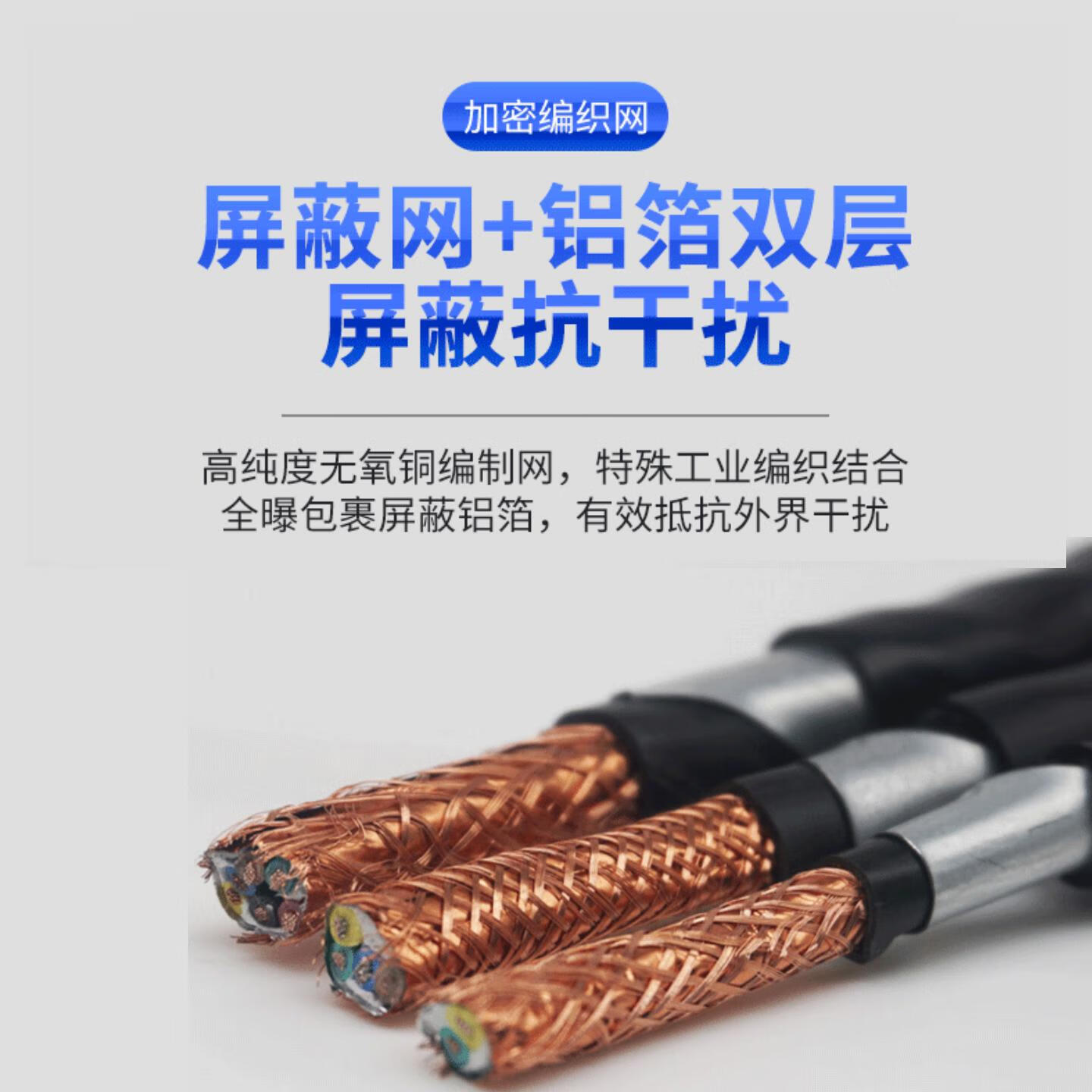 丰旭RVVP22 铠装屏蔽通讯信号线RS485阻燃铠装控制电缆带铠通信电缆线 铠装屏蔽控制线RVVP22 2*1.5 100米（现货速发）