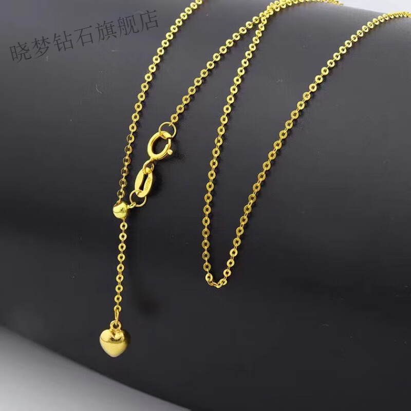 晓梦新款珠宝18o字项链锁骨链女u750金玫瑰金彩金小爱心可调节链 爱心