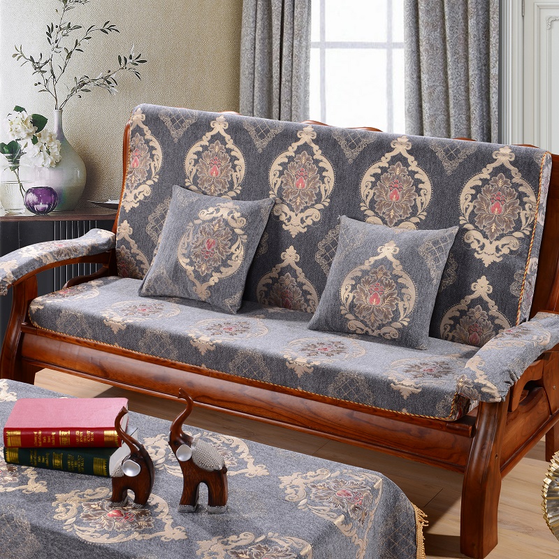 赞叶纺红木沙发坐垫带靠背实木老式防滑加厚海绵垫子中式木头木沙发垫