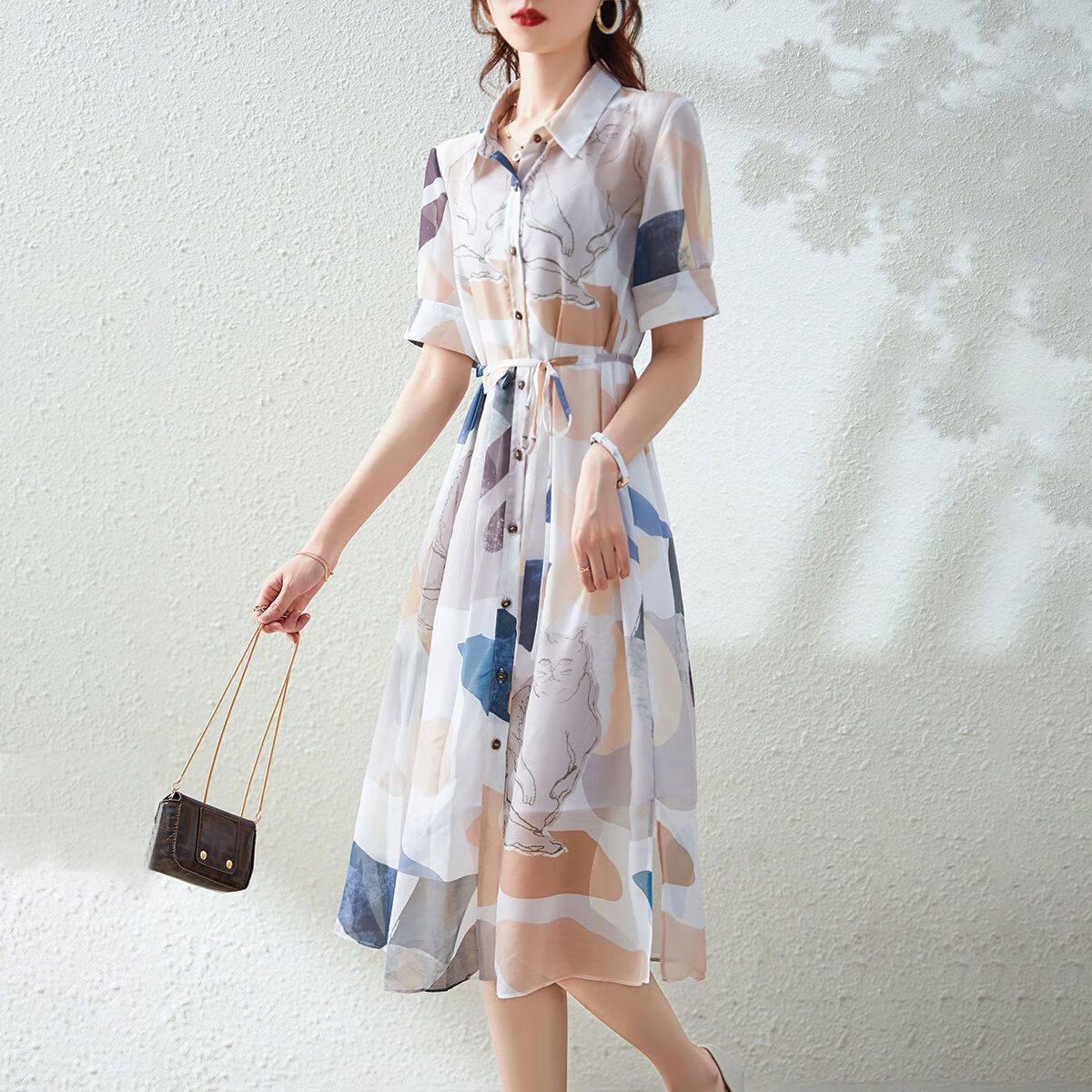 知特(zhite)有领子的连衣裙夏季2023年女款轻薄舒适