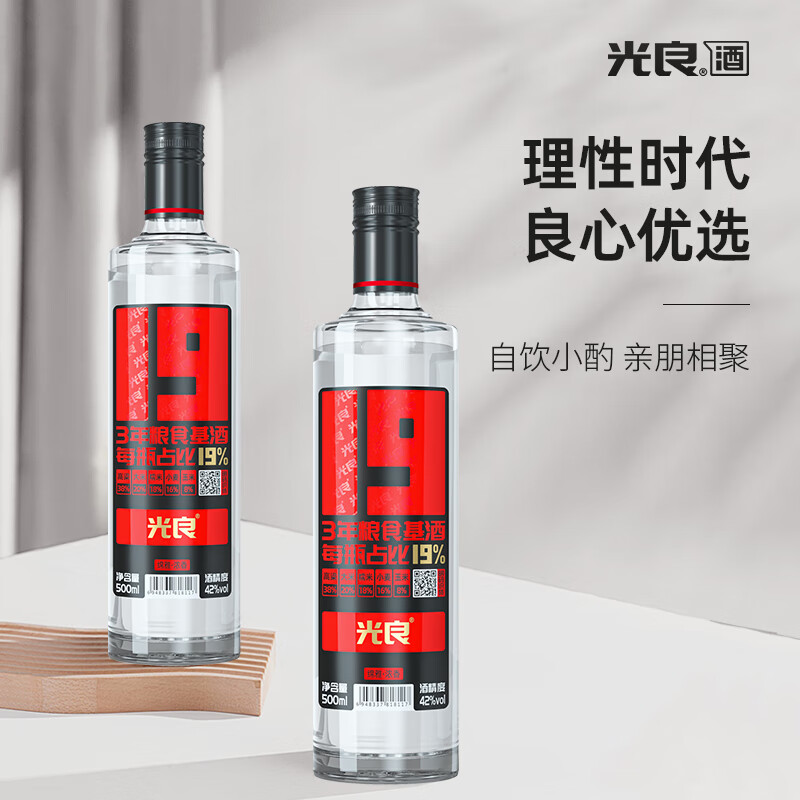 光良19系列 42度 纯粮浓香型白酒自饮聚会五种粮食酿造  42%vol 500mL 2瓶