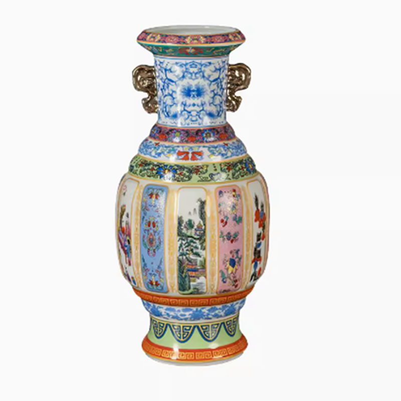页山夆景德镇陶瓷花瓶新中式珐琅彩瓷母瓷王电视柜客厅家居装饰瓷器