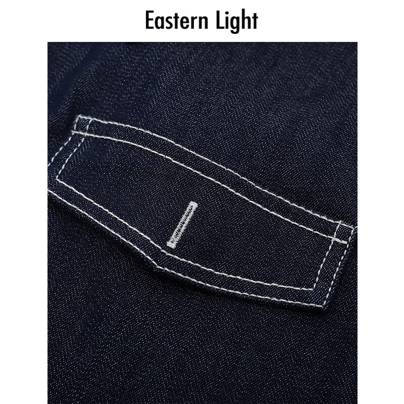 乙来（EASTERN LIGHT）【李一桐同款】复古牛仔外套装女高级感2025秋季新款衬衫上衣显瘦 外套-牛仔蓝 XS