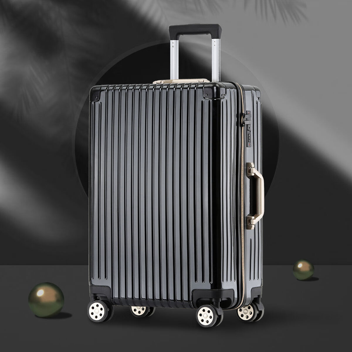 流彗nici20寸拉杆箱黑色拉杆箱万向轮旅行箱男女24寸学生商务登机箱拉