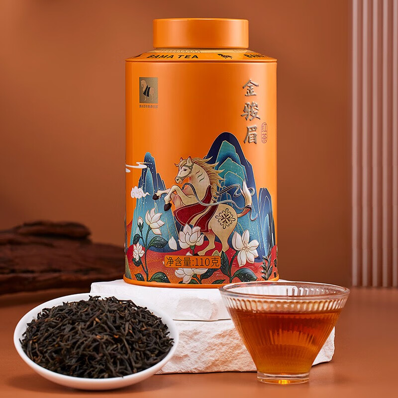 八马茶业特级武夷山红茶金骏眉欢腾茶叶自己喝罐装金骏眉-110g