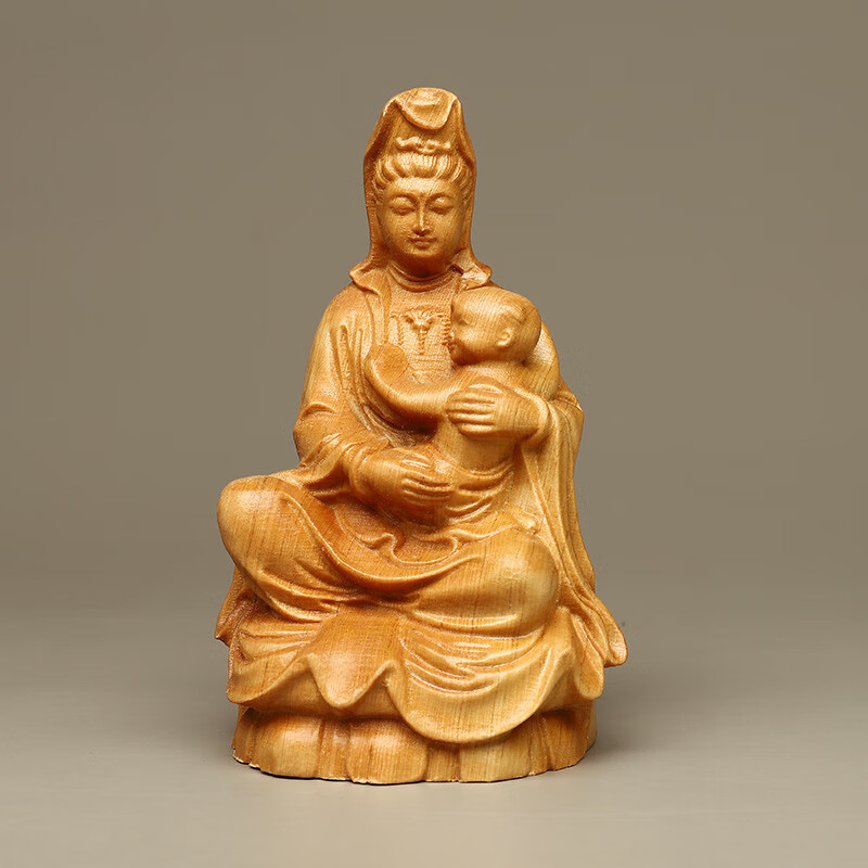 小木缘生 太行崖柏木雕送子观音摆件家居供奉实木佛像观音菩萨工艺品