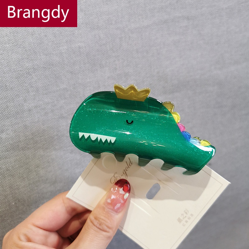brangdy 日系中号抓夹小鳄鱼发抓发卡子抓子洗澡发饰头饰 1#鲸鱼绿色