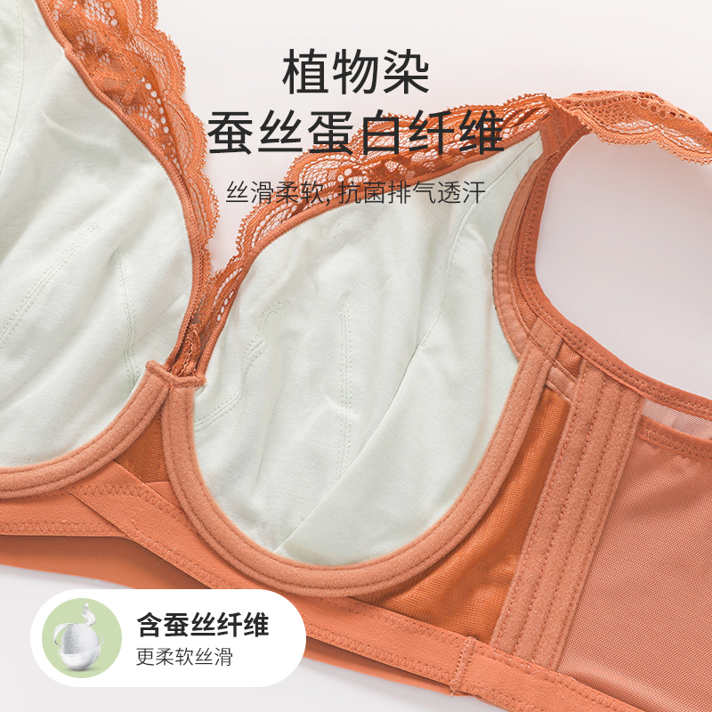 爱戴大胸显小文胸薄款防下垂全包容收副乳美背内衣女士大码调整型胸罩 7853-珊瑚橙 （超薄杯约0.1CM） 80E