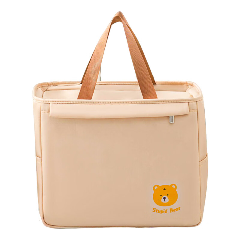 洁百纳饭盒包手提袋便当袋子保温饭包餐包上班族便当盒带饭饭兜加厚铝箔 特大号-优雅黑【加厚铝箔/保温保冷】