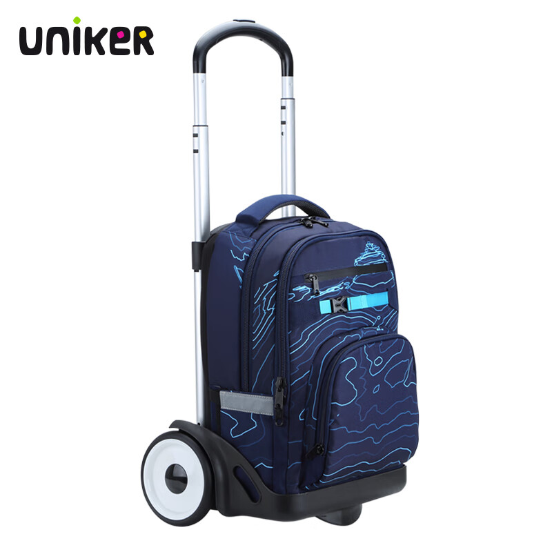 uniker拉杆书包初中小学生女孩3-69年级男童可拆卸大轮子爬楼背包 青云