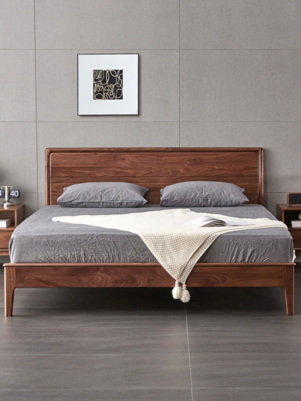 北美黑胡桃木床北美黑胡桃木实木床18米双人床轻奢简约主卧婚床 胡桃