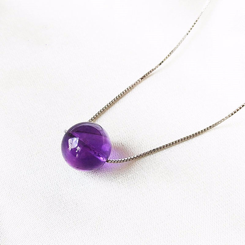 唯誠 天然紫水晶项链女s925银简约吊坠锁骨链转运珠紫色水晶首饰礼物