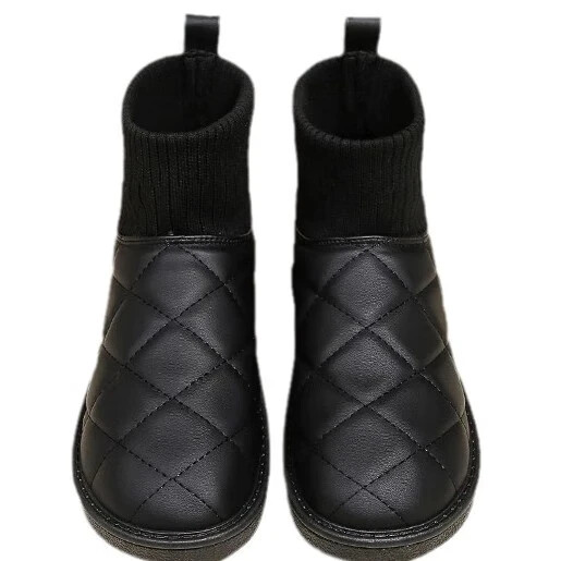 雪地靴女冬季加绒加厚女款鞋子防水防滑保暖棉鞋女鞋 黑色袜口拍大一码 36